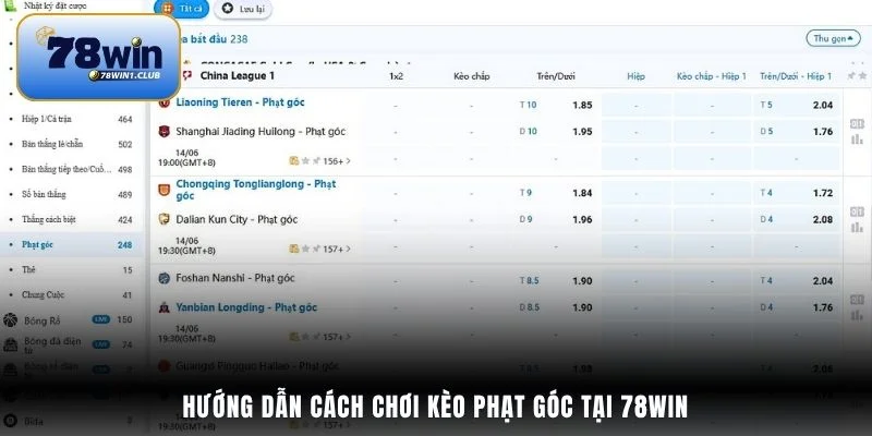 Hướng dẫn cách chơi kèo phạt góc tại 78Win