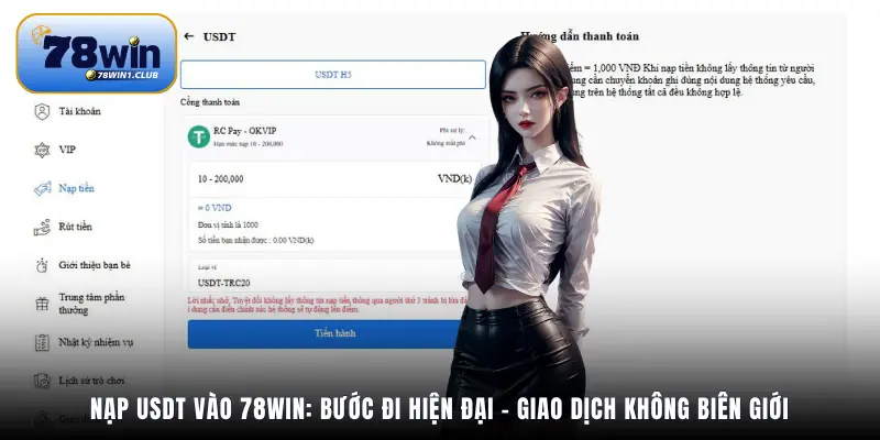 Nạp USDT vào 78Win: Bước đi hiện đại – giao dịch không biên giới